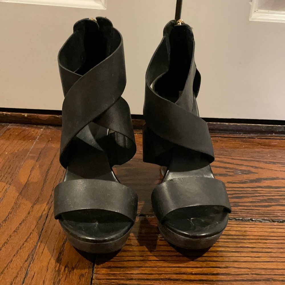 DVF | Opal leather platform wedge sandal black (7.5)